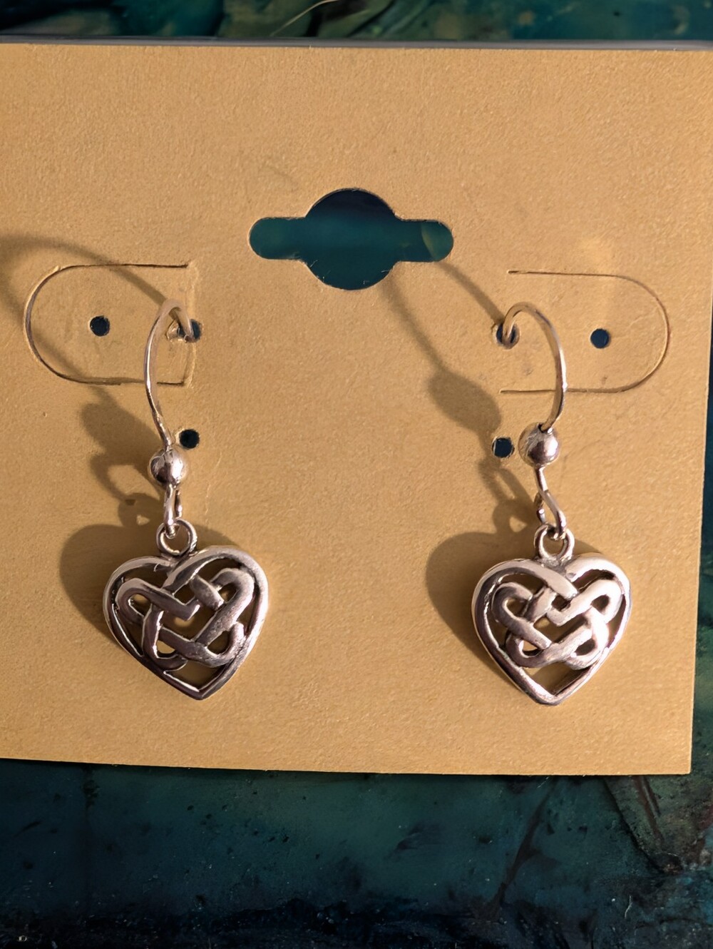 Sterling Silver Celtic Heart Drop Earrings - Silver - Picture 6 of 8